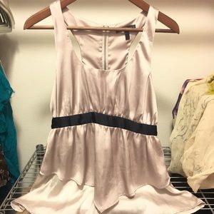 Sexy Silver Racerback sleeveless Satiny blouse